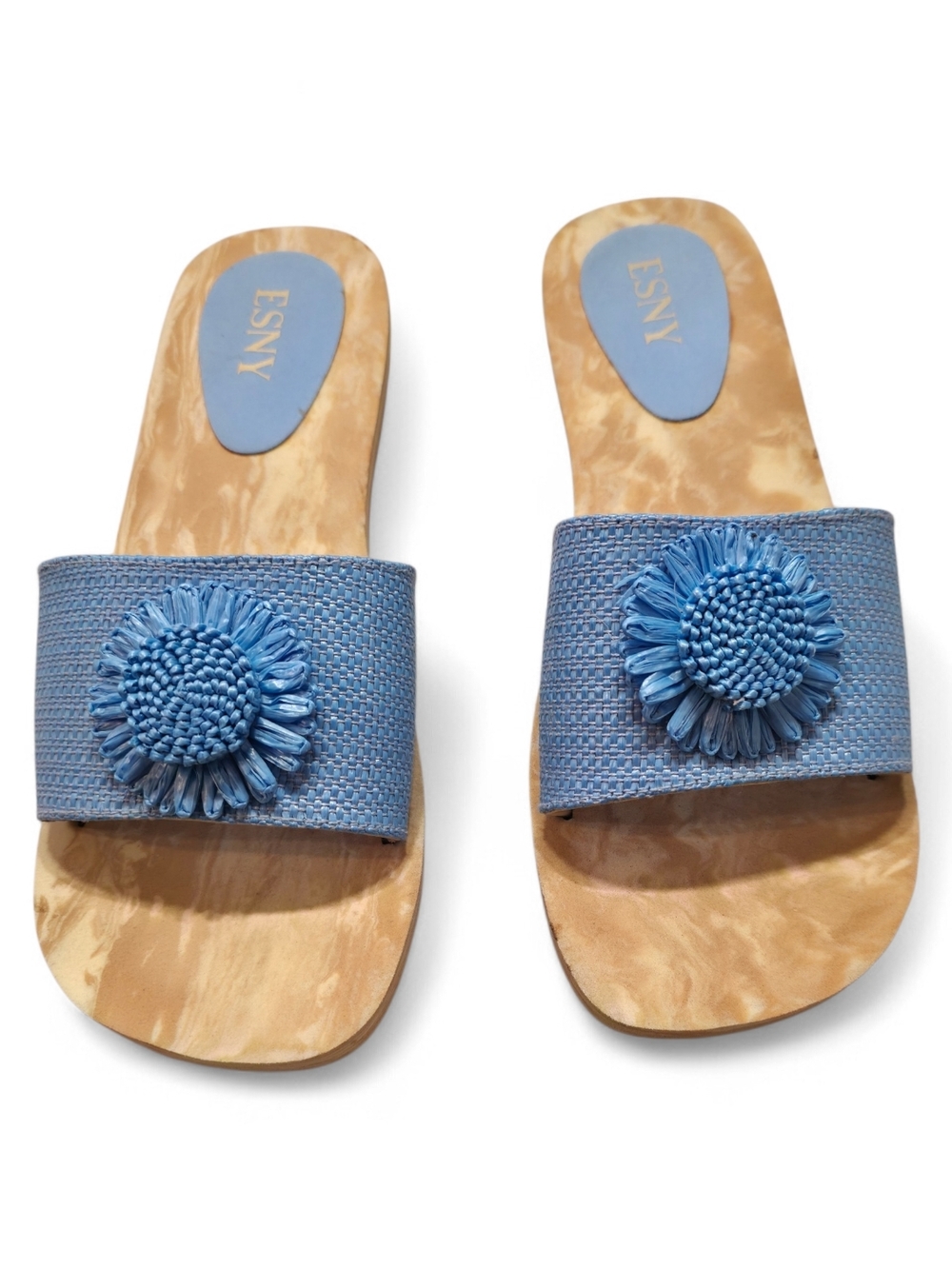 Blue Floral Slide Sandals for Women